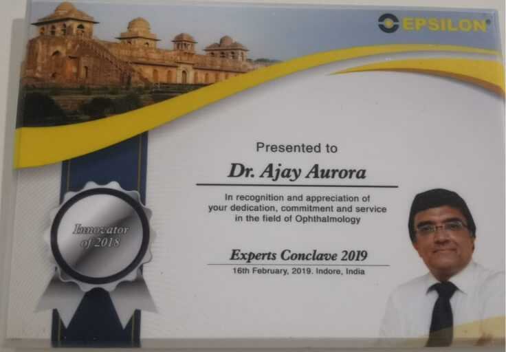 Innovation recognition presented to Dr. Ajay Aurora