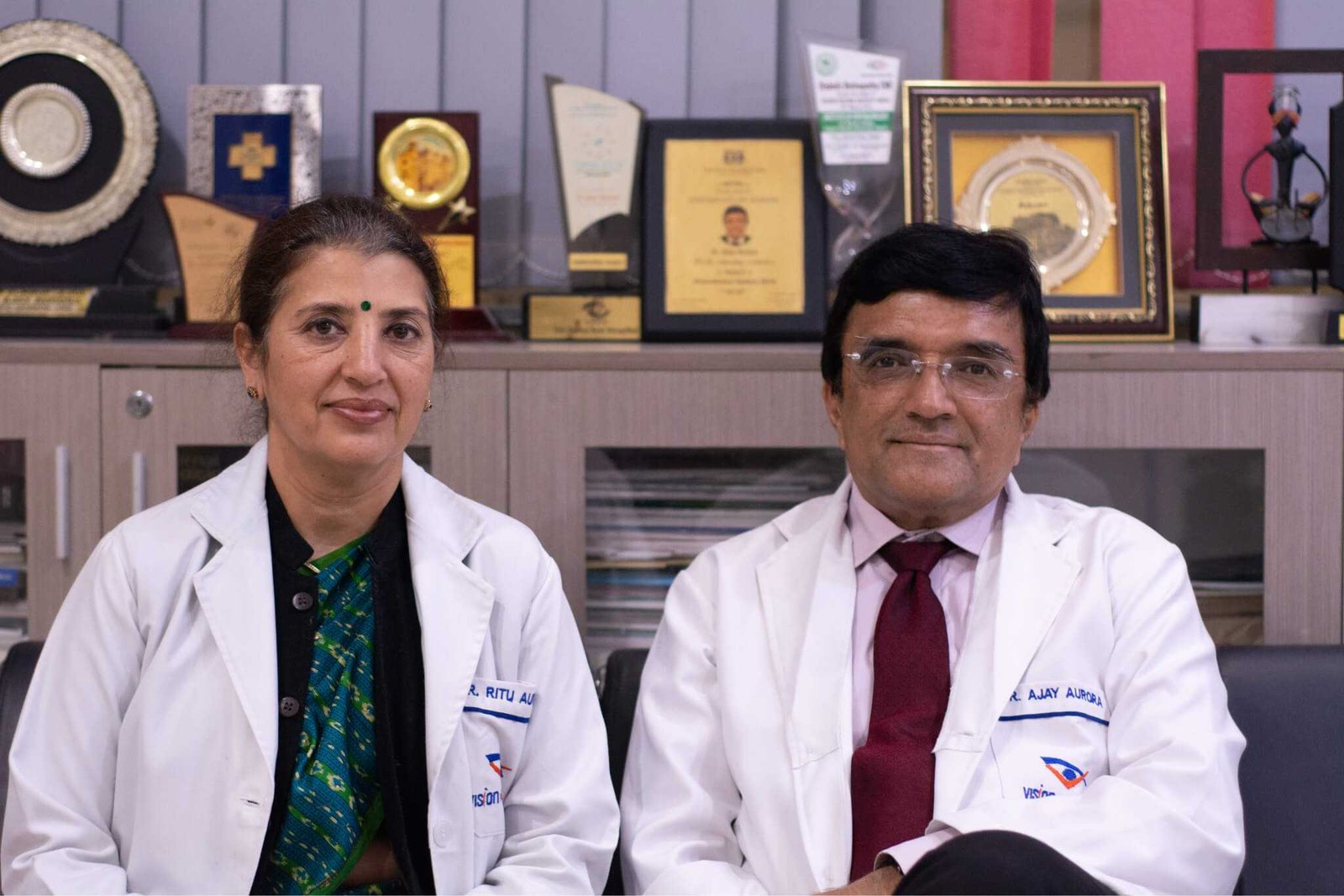 Dr. Ritu Aurora and Dr. Ajay Aurora, co-founders of Vision Plus Eye Centre